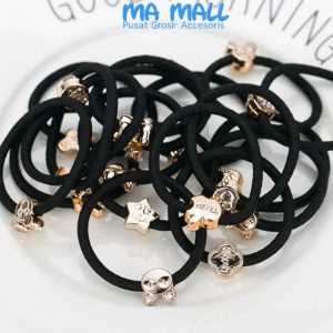 8 pcs Ikat Rambut Hitam Fashion Korea A55 Karet Rambut Hitam