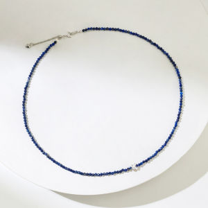 SHISHANGMEIDI | Luxury 925 Silver Cross Lapis Lazuli Necklace 2mm