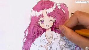 Tranh tô màu Anime CHIBI - Khổ A5 -Giấy phác thảo dày đẹp màu chì màu nước