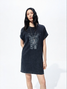 MO&Co. | Xinjiang Cotton Kitty Print Loose Vintage Dress