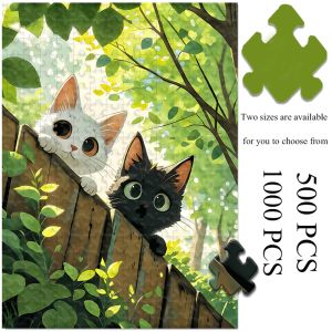 Jigsaw Puzzle 500 1000 1200 2000pcs Adorable Kitten Fluffy Cat Face For Adults High Quality Family Fun Holiday Present