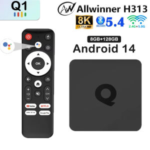 Android14 Smart TV Box Q1 Allwinner H313 Supports 2.4G&5G Dual Wifi 8K 64G 128G Rom Google Media Player TV Box Voice Set Top Box