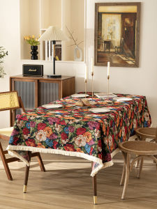 American Country Style Tablecloth Rectangular Artistic Embroidery Tassel New 2024 Cloth Art Home Decor Table Cover