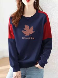 Áo Nỉ Cổ Tròn Cotton Dài Tay in Họa Tiết Thời Trang Xuân Thu Cho Nữ Áo Phông Thoải Mái Thường Ngày Dáng Rộng Thoải Mái