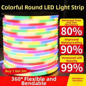 YUANMUXUAN | 360 Degrees Outdoor Waterproof Flexible LED Light Strip Multicolor Flow Light Effects