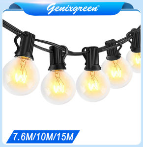 ไฟตกแต่ง สายไฟห้อยระย้า ไฟปีใหม่ ไฟปาร์ตี้ หลอดไฟ G40 ชุดสายไฟระย้า 7.6/10/15ม.ใช้สำหรับเทศกาลparty ชุดไฟปิงปอง LED String Ligh ตกแต่งคริสต์มาส
