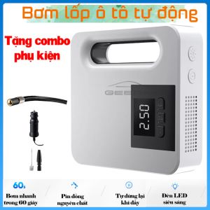 Bơm xe Bơm lốp ô tô điện tử Bôm ô tô 12V Bơm xe hơi tự động Thiết kế thông minh công suất lớn  tích hợp đèn led chiếu sáng