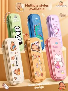 MONLEYTA | New Large Capacity Pencil Case 2025 Edition Girls School Supplies Elementary One Year Essential Stationery Capybara Design