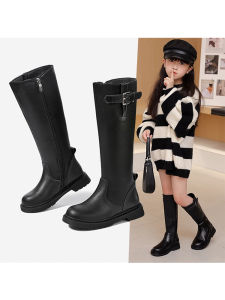 Girls High-Tube Boots Autumn Winter Soft Bottom Childrens Leather Boots British Style Martin Boots Princess Long Boots