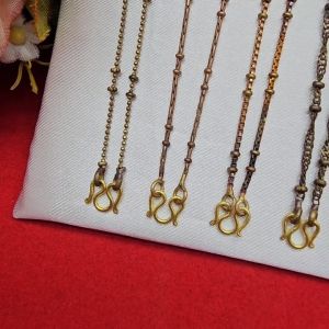 สร้อยคองานดิบทองเหลือง เส้นเล็ก คละแบบ ความยาว 18 นิ้ว แฟชั่น งานดิบไม่ได้ชุบ ทองเหลืองโบราณ ใส่อาบน้ำได้ พร้อมส่ง