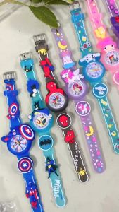 Jam Tangan Anak Anak Terbaru Strap Rubber Lampu Elastis Dial Motif Karakter Lucu