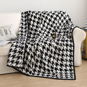 Đen và trắng Houndstooth dày sữa Chăn lông cừu ngủ trưa tại văn phòng Air-Chăn điều hòa nhà chăn Bọc ghế sofa