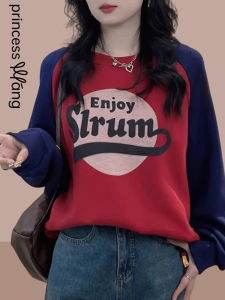 WANGGONGZHU | เสื้อสเวตเตอร์คอกลมแขนยาวหลวมๆ สำหรับผู้หญิง แฟชั่นฤดูใบไม้ร่วง 2025 เสื้อเชิ้ตทรงหลวมๆ สไตล์เกาหลี ใส่ได้ทุกวัน