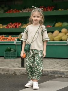 Vintage Print Summer Girls Pants