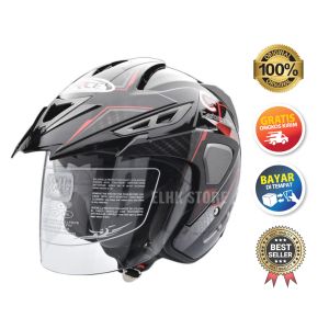 Helm Motor Pria Dewasa 100% Original Half Face SNI SU12 Kualitas Jepang Busa Bisa Dilepas Size M L XL