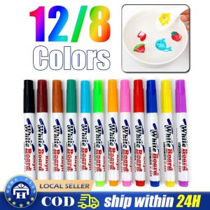 【Local Delivery】 Magical Water Painting Pen Water Floating Doodle Pens 8/12 Colors Kids Drawing Markers Early Education Magic Whiteboard Marker HSQ-Colors-Marker-Set