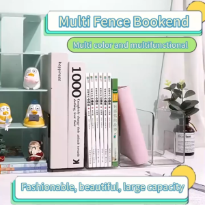 WORKWELL Book Stand Acrylic Bookend Divided Desktop Book Organizer Storage Box Mini Bookshelf for A4 Paper CD Book