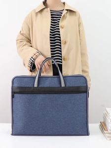 Zipper Business Document Bag Waterproof File Handle Bag Multi Purpose Work Briefcase Portable Office File Folder Organizer Handbag for Meeting Travel