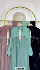 Gamis Hana Dress Set Segi4 Gamis Plisket Ceruty Babydoll Full Furing Gamis Lebaran Terbaru