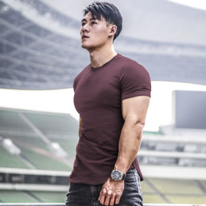 Bvsn Sports Training Quick-Drying Short-Sleeved Fitness Running T-shirt Slim Bottoming Shirt Casual Breathable Tops Mens Summer