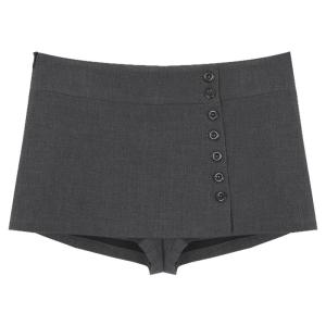 A-line Grey Waist-defining Midi Skirt