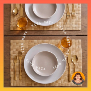 TIYA NATY 12pcs Buri Placemat Set Dining Table Mat Native Woven Banig Table Accessories Decor