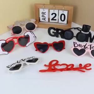 Wedding Decoration Bride Groom Photo Prop Glasses Love Heart Bride Team Glasses Bride To Be Bachelorette Hen Party Supplies