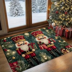 VIKAMA 1Pc Nutcracker Christmas Vacation Cute Colorful Christmas Doormat Waterproof Non-Slip Welcome Doormat Decorative Rug
