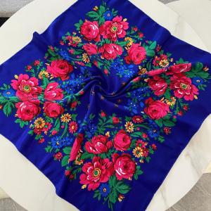 Girlfriend gift headscarf high quality retro cashew flower twill cotton square scarf casual shawl female scarf spot high quality headscarf Li brocade square scarf