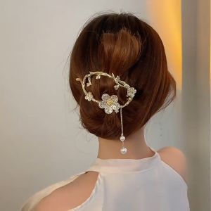 High-end Metal Flower Pendant Frog Buckle Hair Clip Hair Accessories HC