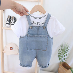 Anak-anak Anak Laki-laki Kaos Bertuliskan Celana Bib Denim Kapas Baju Katun Pakaian Setelan
