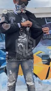 Varsity Jaket Baseball Vintage NBA JunasCloth Hitam Taslan