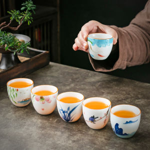 Đồ Trà Gốm Sứ Trung Quốc Thủ Công Họa Tiết Hoa Sen Trà Cốc Trà Chủ Cốc Trà Hoa Lục Bình Dưới Lớp Sơn Cốc Trà Nhỏ