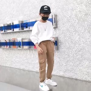 6-14 Years Old High Quality Denim Pants for Kids Boys Trendy Korean Style Cargo Leg Baggy Casual Pants for Boys