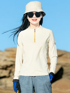 Áo Thun Nhanh Khô Ice Silk Dài Tay Cho Nữ Mùa Xuân Hè Mỏng Ngoài Trời Thể Thao Leo Núi Đi Bộ Chạy Bộ Áo Thun Nhanh Khô