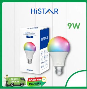 BOHLAM LAMPU LED HISTAR SMART LIGHT BULB RGB + CCT BLUETOOTH 9W 12 WATT BAGUS KUALITAS PREMIUM