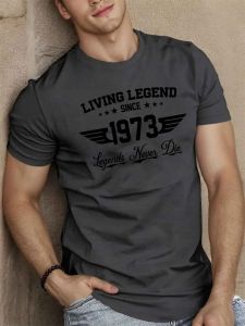 American style new summer mens 1973 printed micro elastic breathable round neck T-shirt outdoor casual top