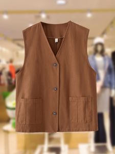 วินเทจ หลวม แขนกุด เสื้อกั๊ก เสื้อท่อนบน สําหรับ วัยกลางคนและผู้สูงอายุ ผู้หญิง ลำลอง ใส่สบาย พลัสไซส์ แม่ คาร์ดิเกน โพลีเอสเตอร์ 100%