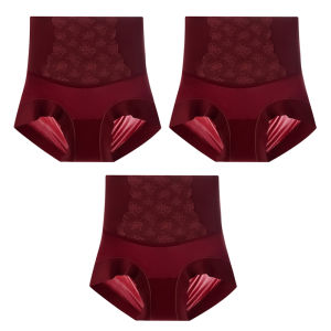 Red High-Waist Womens Underwear Pure Cotton Silk Antibacterial Tummy Control Butt Lifting Comfortable Triangle Panties