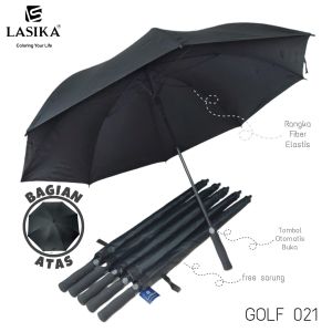 PAYUNG HITAM GOLF JUMBO RANGKA FIBER PREMIUM OTOMATIS BUKA 021 LASIKA