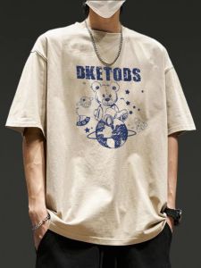 Áo Thun Cotton Nam Tay Ngắn Cổ Tròn Rộng Rãi Mùa Hè Thường Ngày in Họa Tiết Thời Trang Hợp Thời Trang Cho Cặp Đôi