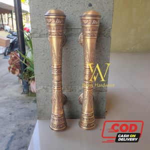Handle Pintu Rumah Kuningan Antik Motif Godo Jepang Ukir 44 cm 2 Pcs