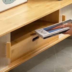 ตู้วางทีวีสไตล์สแกนดิเนเวียน พร้อมลิ้นชักและช่องเก็บของ วัสดุไม้/หวาย ดีไซน์สวยหรู