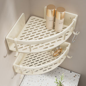 Giá Treo Tường Tam Giác Phòng Tắm Phong Cách Kem Không Cần Đục Lỗ Giá Để Đồ Hai Lớp Bằng Hợp Kim Nhôm Kiểu Scandinavia