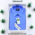 Việt Tiến Áo sơ mi màu xanh da trời trơn sky blue vải sợi tre mịn mát. 