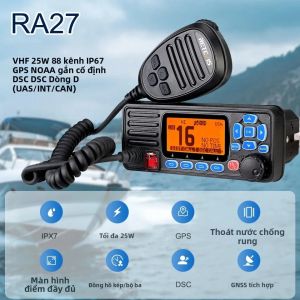 Máy Phát Thu Vô Tuyến Hàng Hải VHF Retevis RA27 25W Chống Nước IP67 Tích Hợp GPS NOAA Gắn Cố Định Lớp D DSC Dùng Cho Mỹ/Quốc tế/Canada