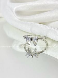 Princess Dream Pure Silver S925 Butterfly Knot Ring Womens Unique Design Open Finger Ring Index Finger Birthday Gift