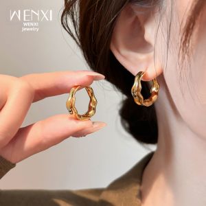 WENXI | Gold Wave Small Design Simplicity Earrings