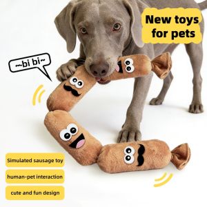 Simulated Sausage Plush Dog Toy Press-to-Squeak BB Sound Durable Chew Resistant Puppy Self-Play Boredom Relief Interactive
