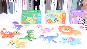 จิ๊กซอว์สําหรับเด็ก ชิ้นใหญ่ พร้อมกล่องเหล็ก ของเล่นเสริมพัฒนาการ สัตว์น่ารัก